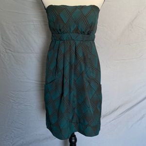 Charlotte Russe Green and Black Strapless Dress Size: L